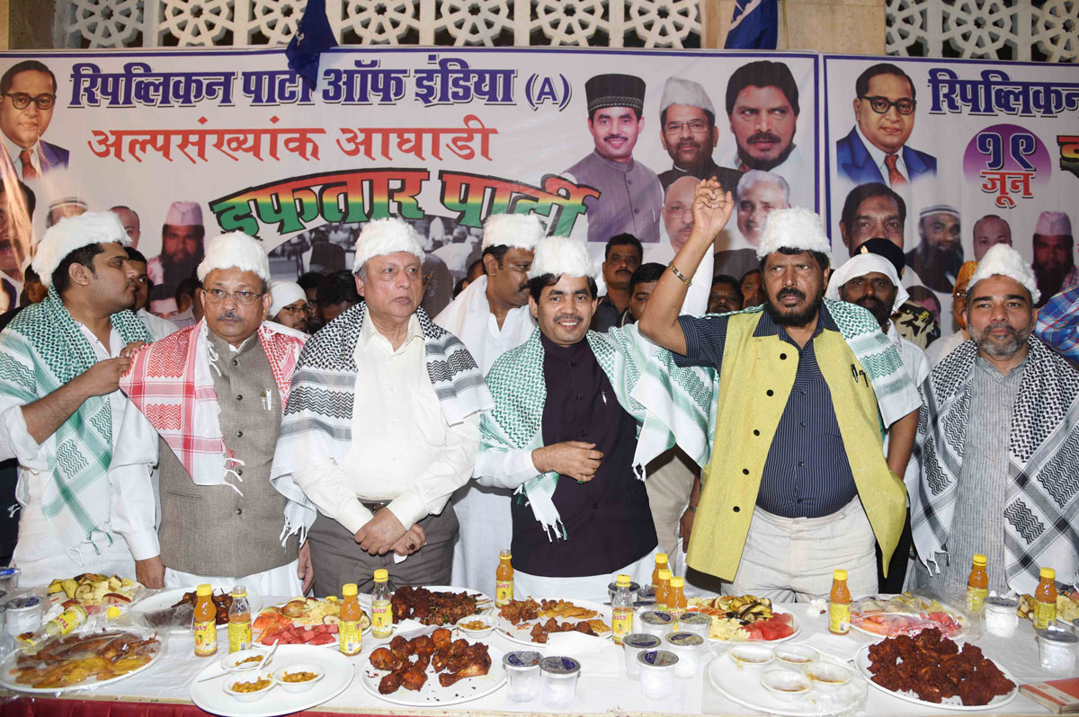RPI Leader Ramdas Athawale during Ramzan Roza Iftaar Party at Haj House Mumbai.
