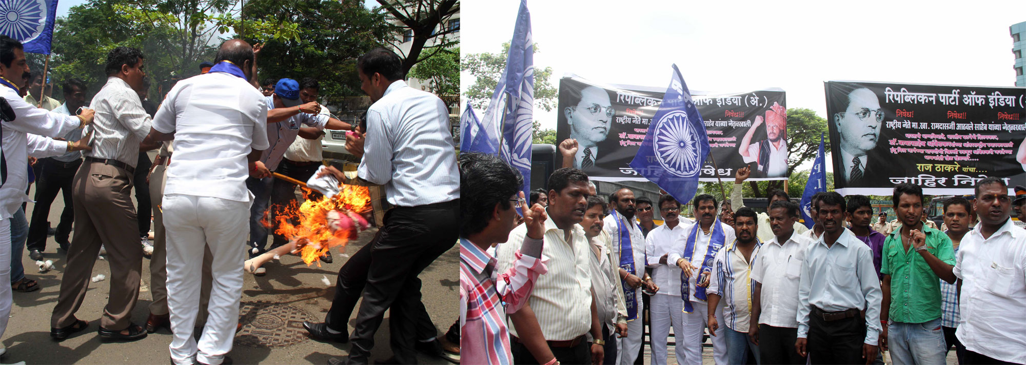 RPI PROTEST AGANIST MNS CHIEF RAJ THAKRE AT BANDRA.