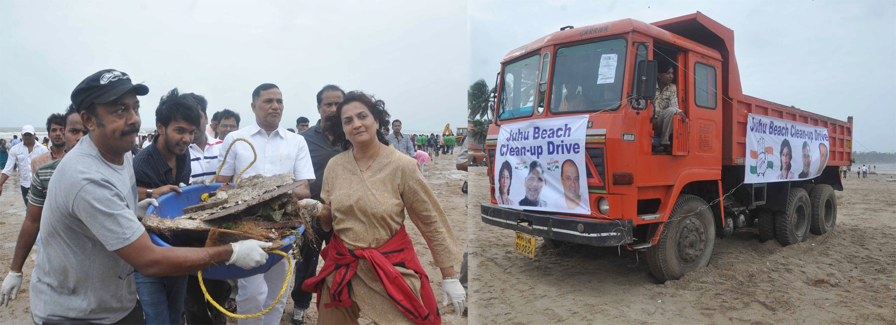 MRCC PRESIDENT & MLA  KRIPASHANKAR SINGH ON  CLEAN-UP DRIVE AT JUHU BEACH.