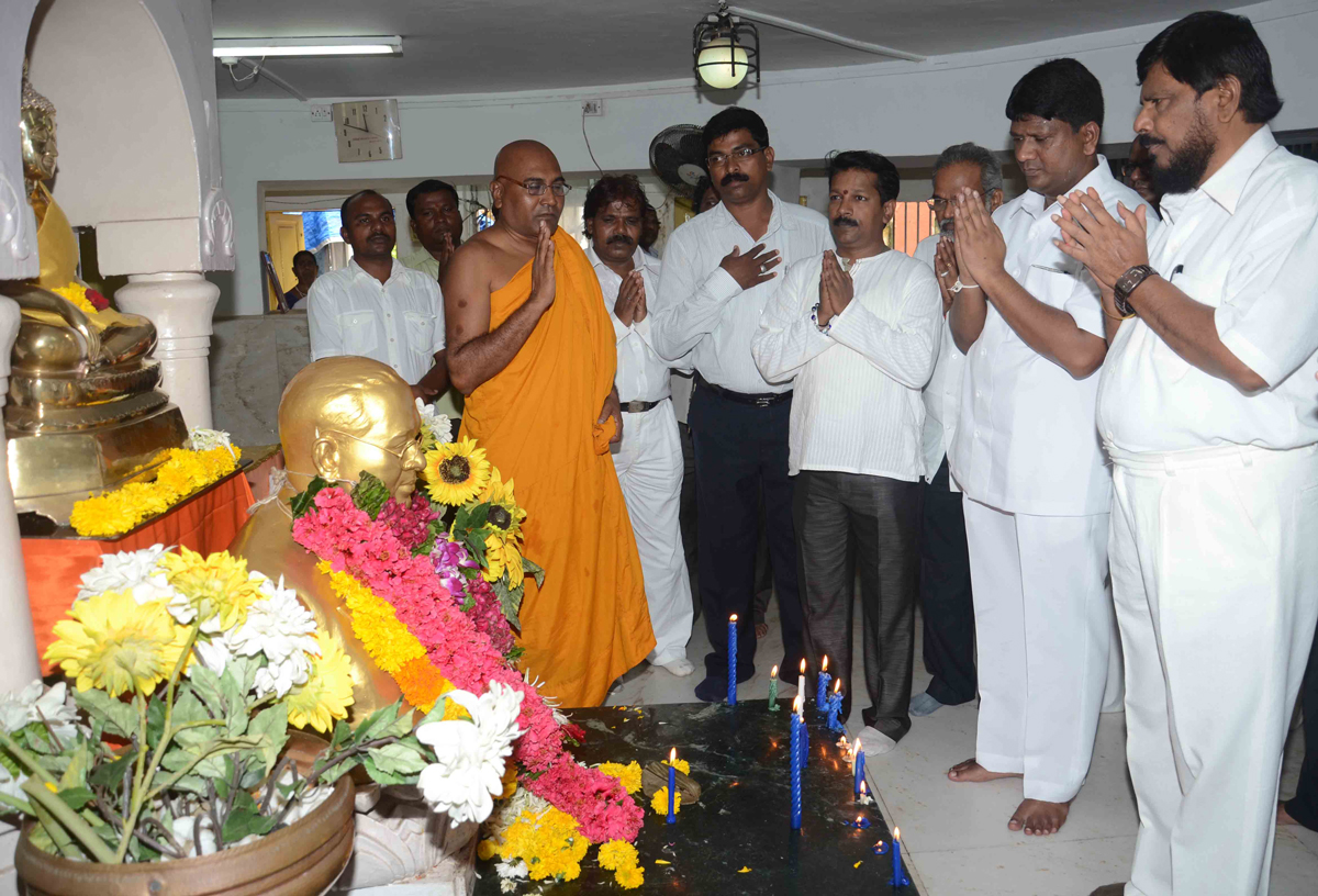 DHAMMACHAKARA PRAVARTAN DAY RPI PRESIDENT RAMDAS ATHAWALE VISIT DADAR CHAITYA BHOOMI.