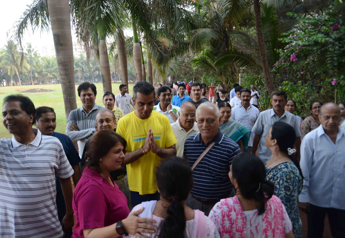 Congress/NCP/PRP (Kawade)/ Republican Party of India (Democratic) Alliance MP.Candidate Milind Deora at PDP Park,Napean Sea Road.