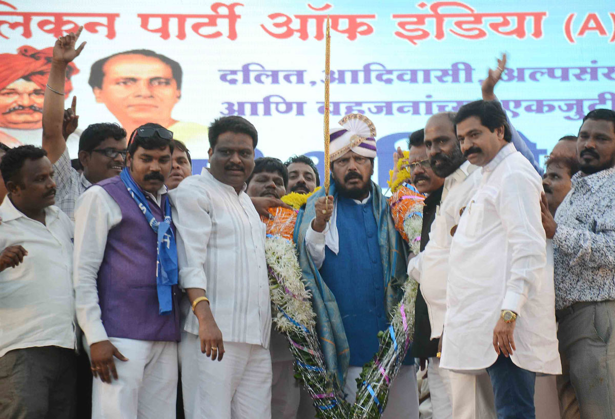 RPI Leader & MP Ramdas Athawale during RPI Rally at Bandra B.K.C.