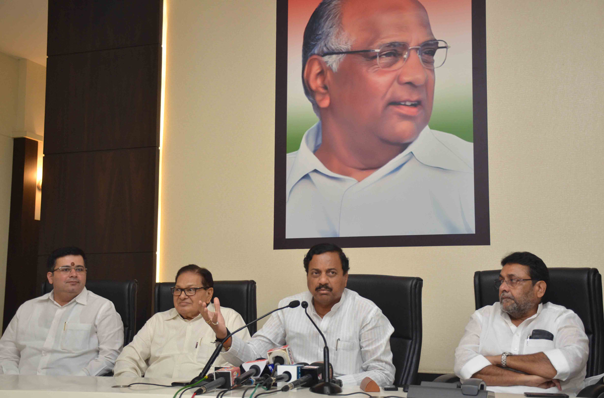 Maharashtra State NCP President Sunil Tatkare During Press Conference at NCP Bhavan.