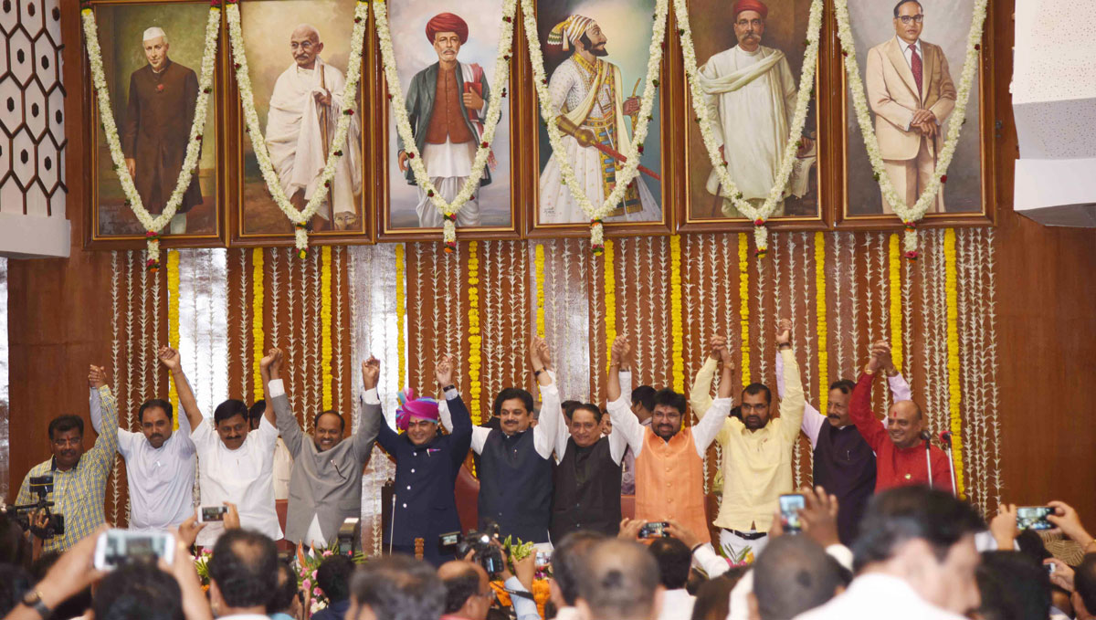 Minister's & State Minister's Swearing Ceremony in Cheif Presence of Governor Ch.Vidyasagar Rao,Chief Devendra Fadnavis at Vidhan Bhavan.
