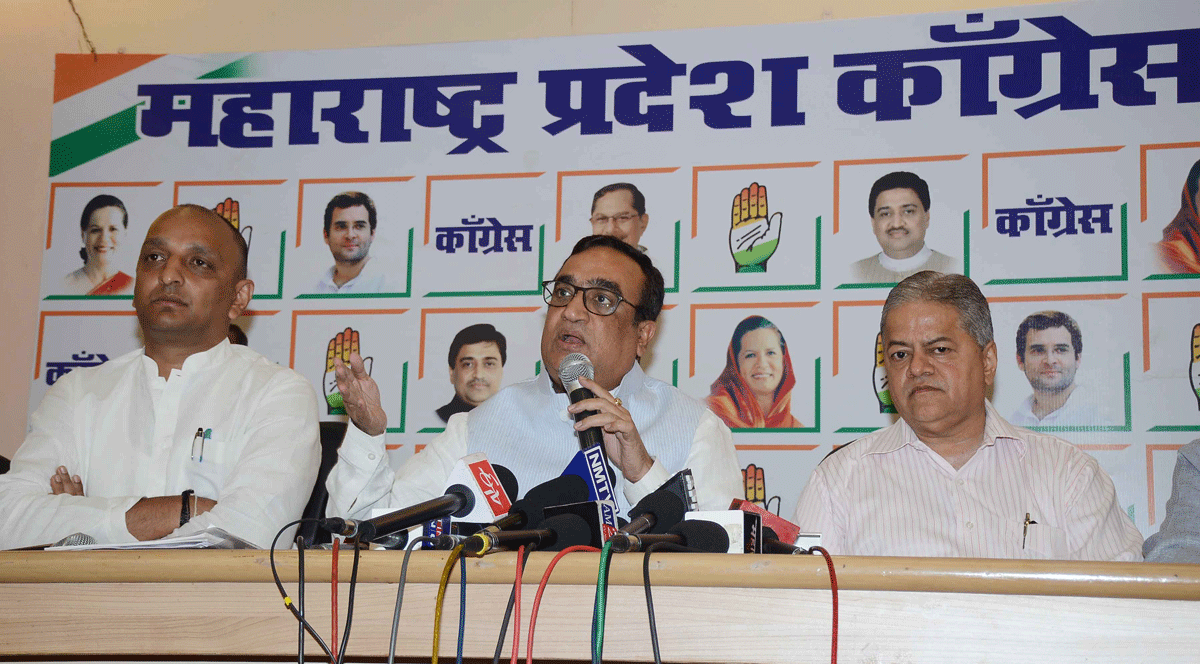 Congress Leader Ajay Maken Press Conference at Gandhi Bhavan in Mumbai.