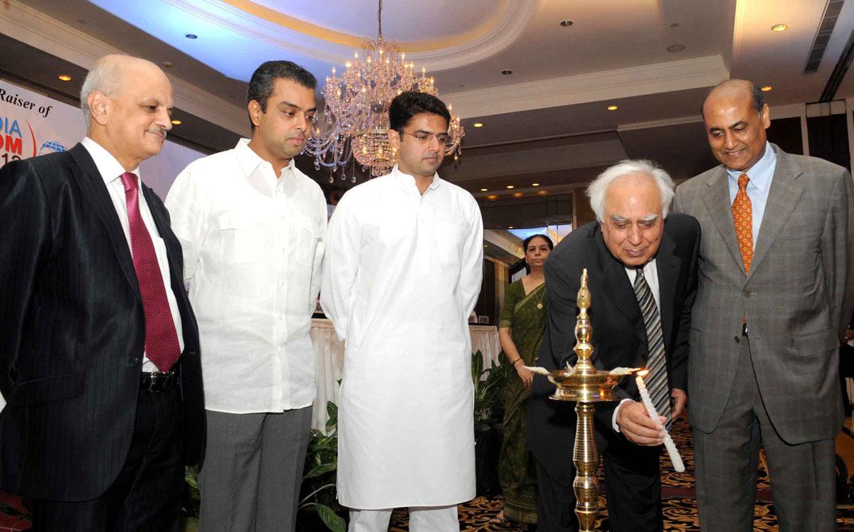 UNION MINISTER KAPIL SIBAL,UNION MINISTER OF STATE MILIND DEORA & SACHIN PILOT AT NEW DELHI.