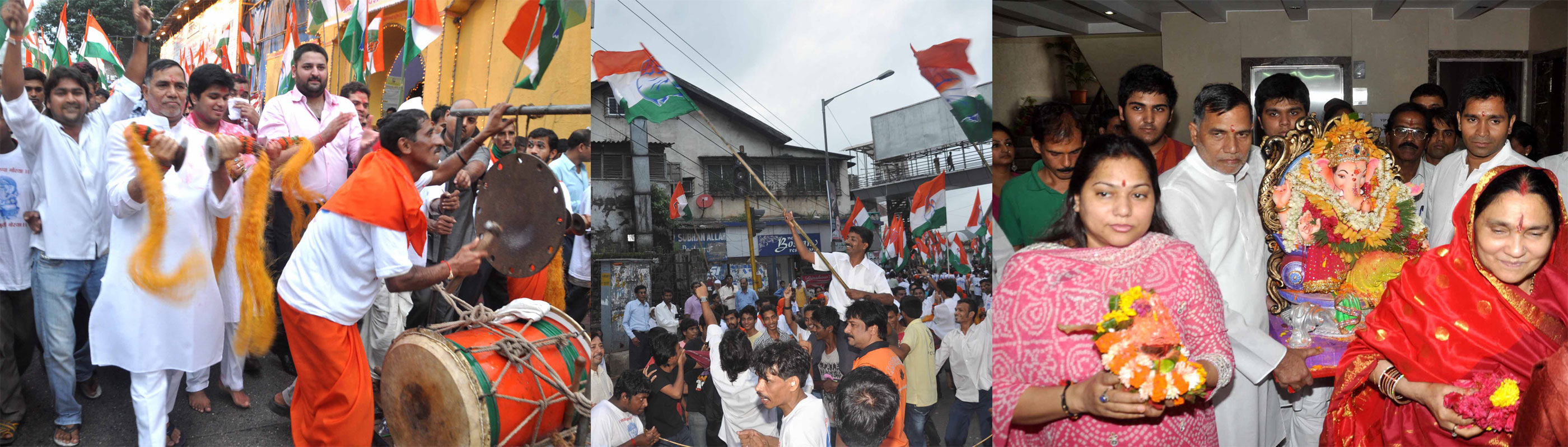 MUMBAI CONGRESS PRESIDENT & MLA KRIPA SHANKAR SINGH ON THE WAY FOR GANESH VISERJAN AT BANDRA.