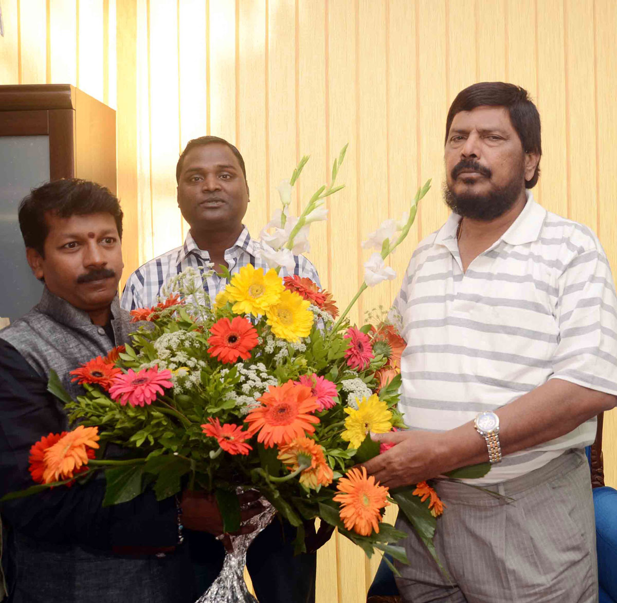 RPI President Ramdas Athawale Giving Birthday Wishes To Mumbai RPI Youth Gen.Sec.Sachin Mohite at Savidhan Bunglow Bandra.
