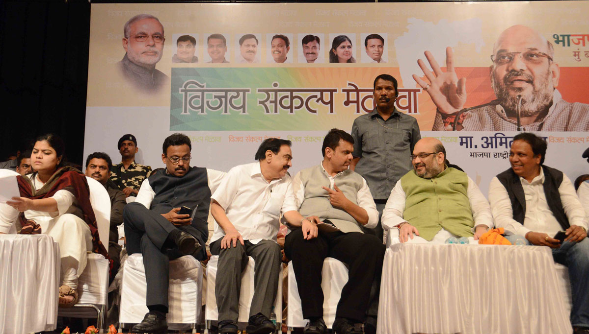 All India BJP President Amit Shah during BJP Vijay Sankalp Rally at Mumbai Shanmukhanand Hall.