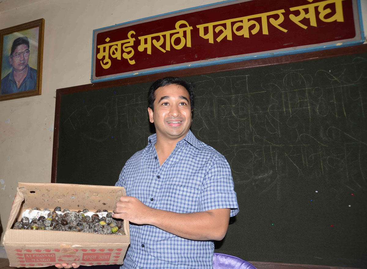 Congress Youth Leader MLA NItesh Narayanrao Rane during Press Conference at Mumbai Marathi Patrkar Sangh Azad Maidan.