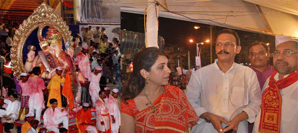 MLC Bhai Jagtap & Husain Dalvai Visited Ganpati Visarjan Pandal shaina N.C. At Girgao Chopaty.