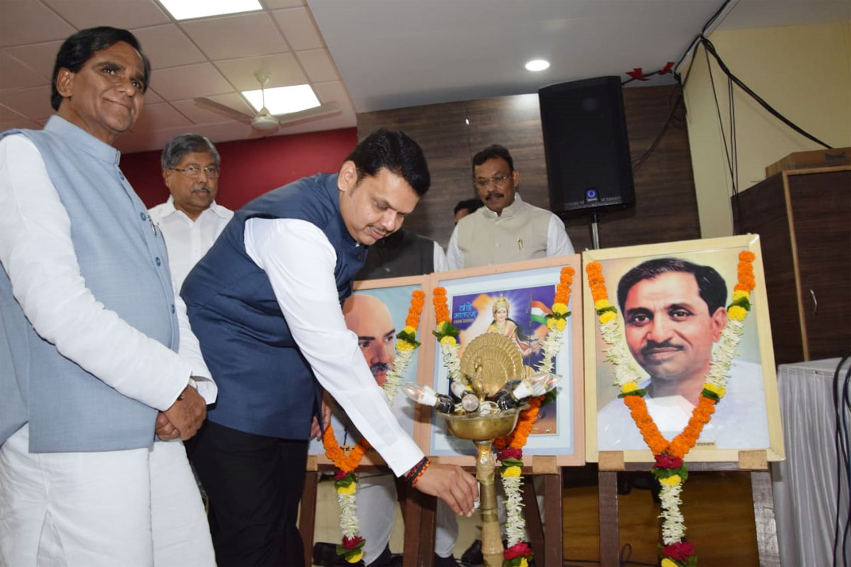 Chief Minister Devendra Fadnavis during Maharashtra BJP Leaders Meeting at BJP Office Vasant Smurti Dadar.