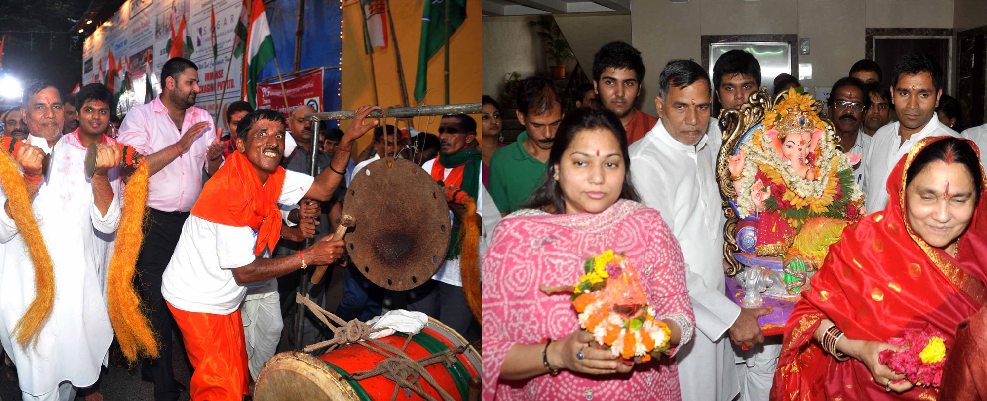 MUMBAI CONGRESS PRESIDENT & MLA KRIPA SHANKAR SINGH ON THE WAY FOR GANESH VISERJAN AT BANDRA.