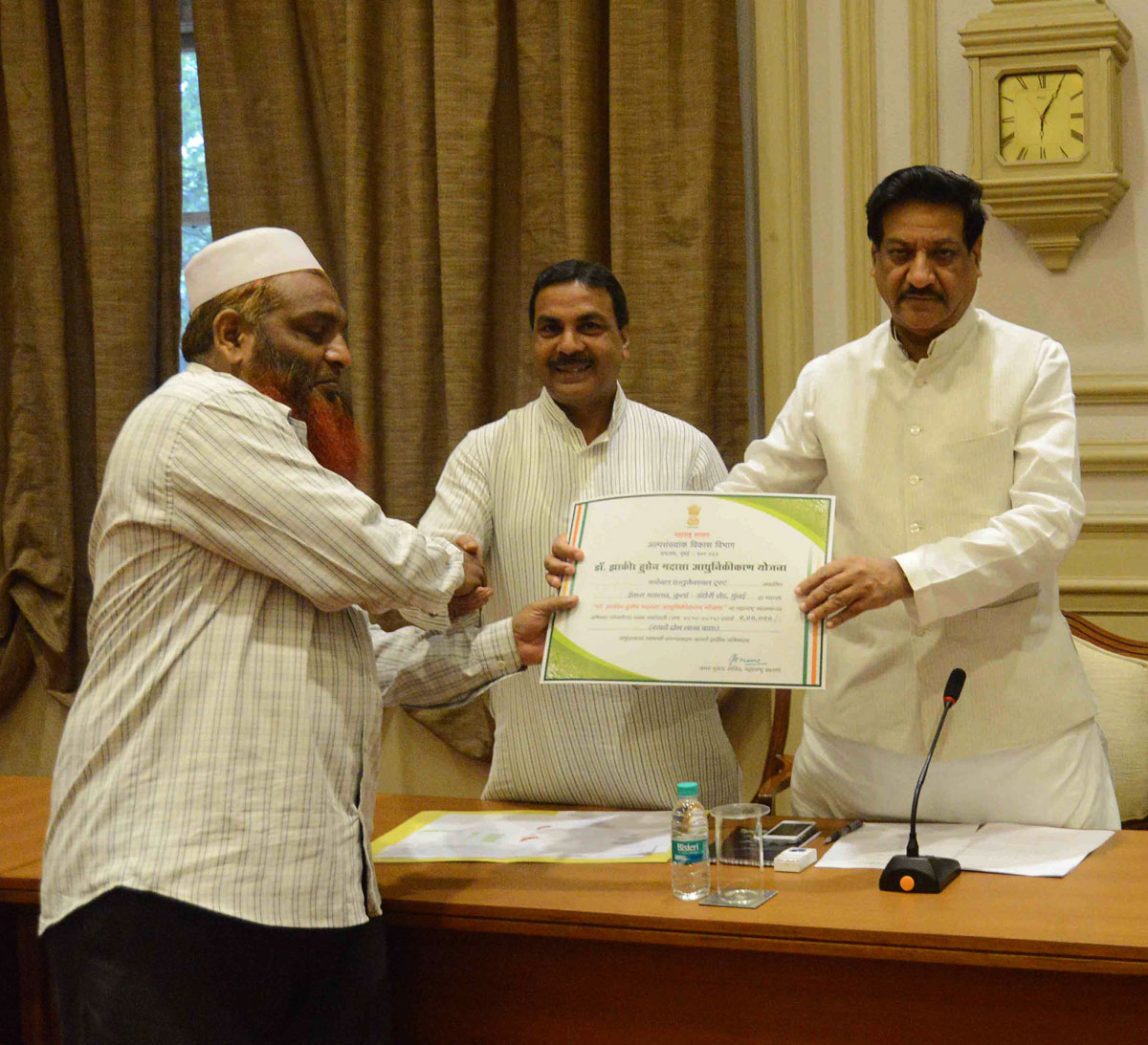 Chief Minister Prithviraj Chavan & Minority Minister Mohd.Arif Naseem Khan at Sahyadri Guest House.