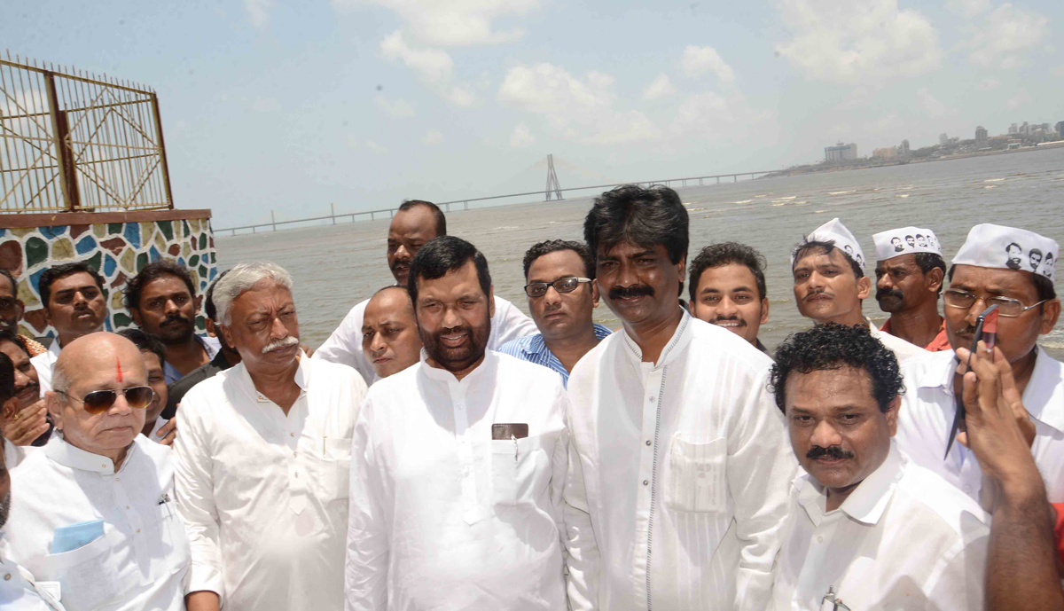 Lok Jan shakti Party National Leader Central Minister Ram Vilas Paswan at Dadar Chaitya Bhoomi.