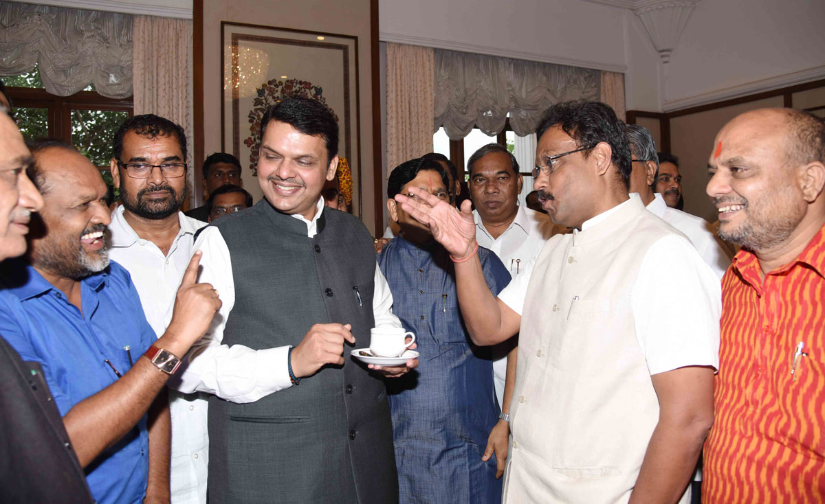 Chief Minister Devendra Fadnavis arranged Tea Party for his Minister's Team Day Before Monsoon Assembly Session from Tomorrow at Vidhan Bhavan Mumbai at Sahayadri Guest House.