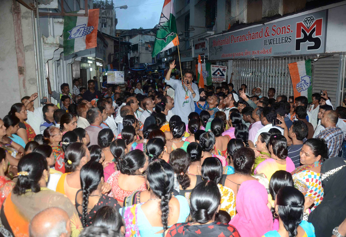 Mumbai Congress President Sanjay Nirupam during South Mumbai District Congress Jan Jagruti Padyatra From CST Bora Bazar to Colaba.
