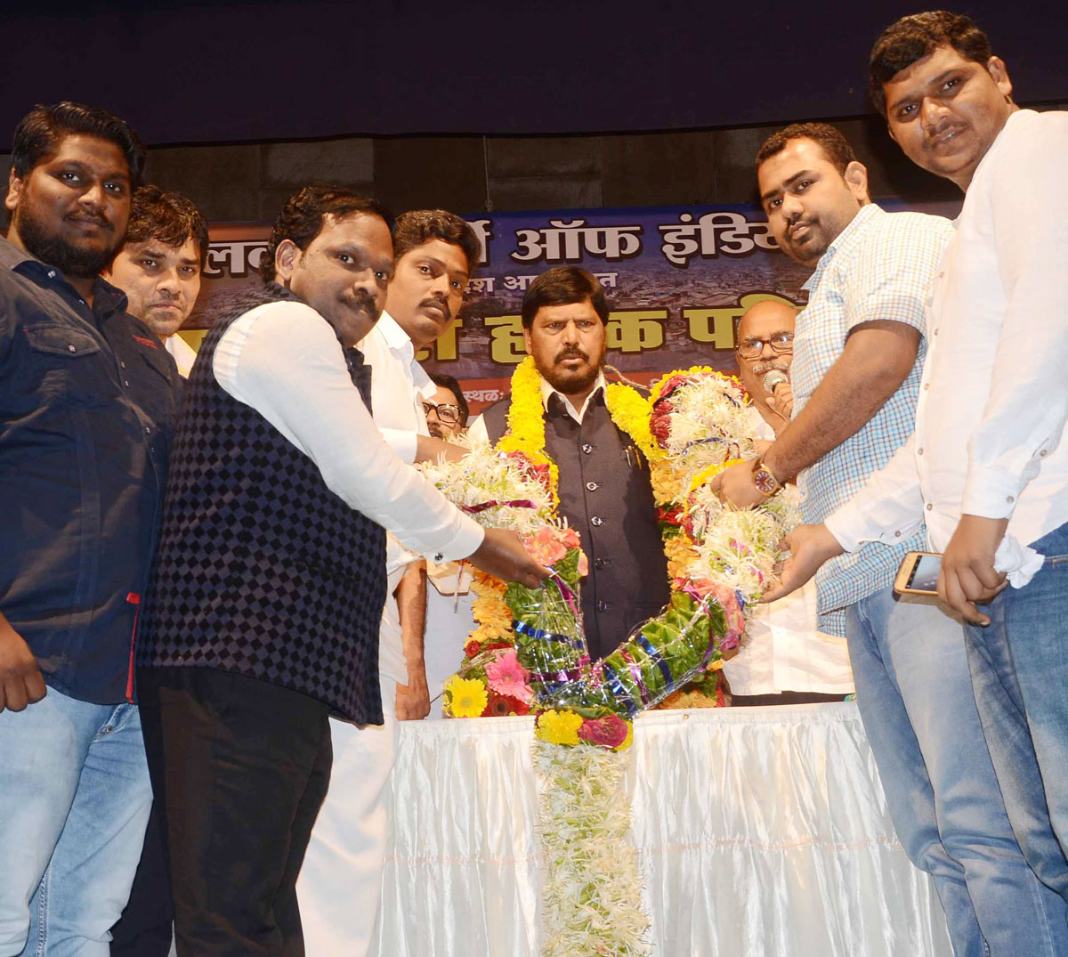 Social Justice & Empowerment MOS Ramdas Athawale during "Slum Movement" Conference on Slums Mumbai.