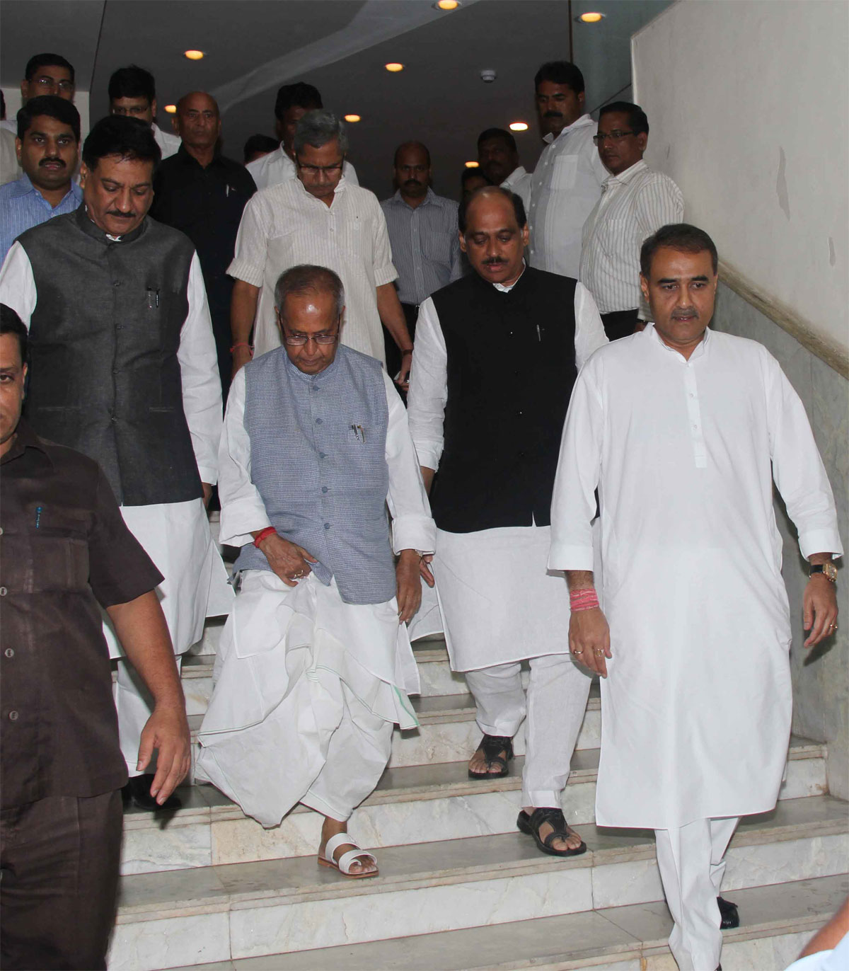 CONGRESS & NCP CANDIDATE OF PRESIDENT PRANAV MUKHERJEE AT Y.B.CHAVAN CENTER IN MUMBAI.