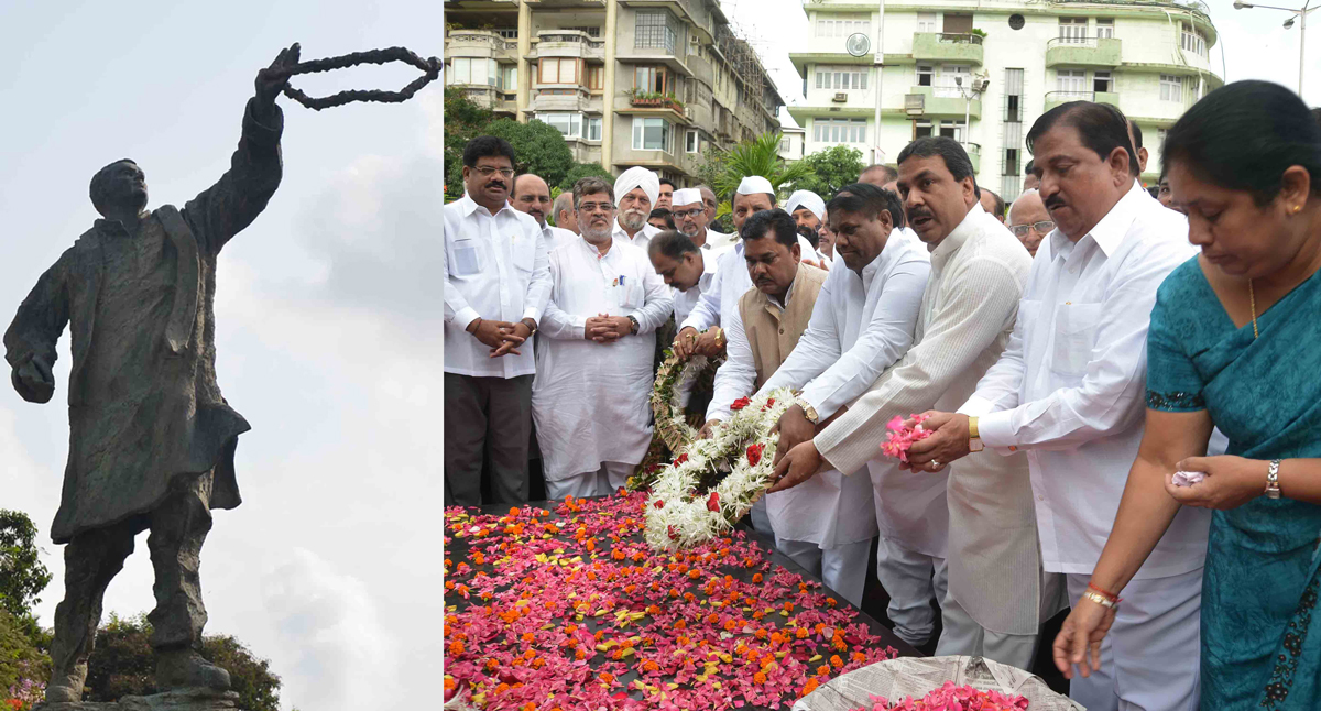 MUMBAI CONGRESS PAYING HOMAGE TO BHARAT RATNA LATE PRIME MINISTER RAJIV GANDHI ON HIS BIRTH ANNIVERSARY AT COOPERAGE MAIDAN.