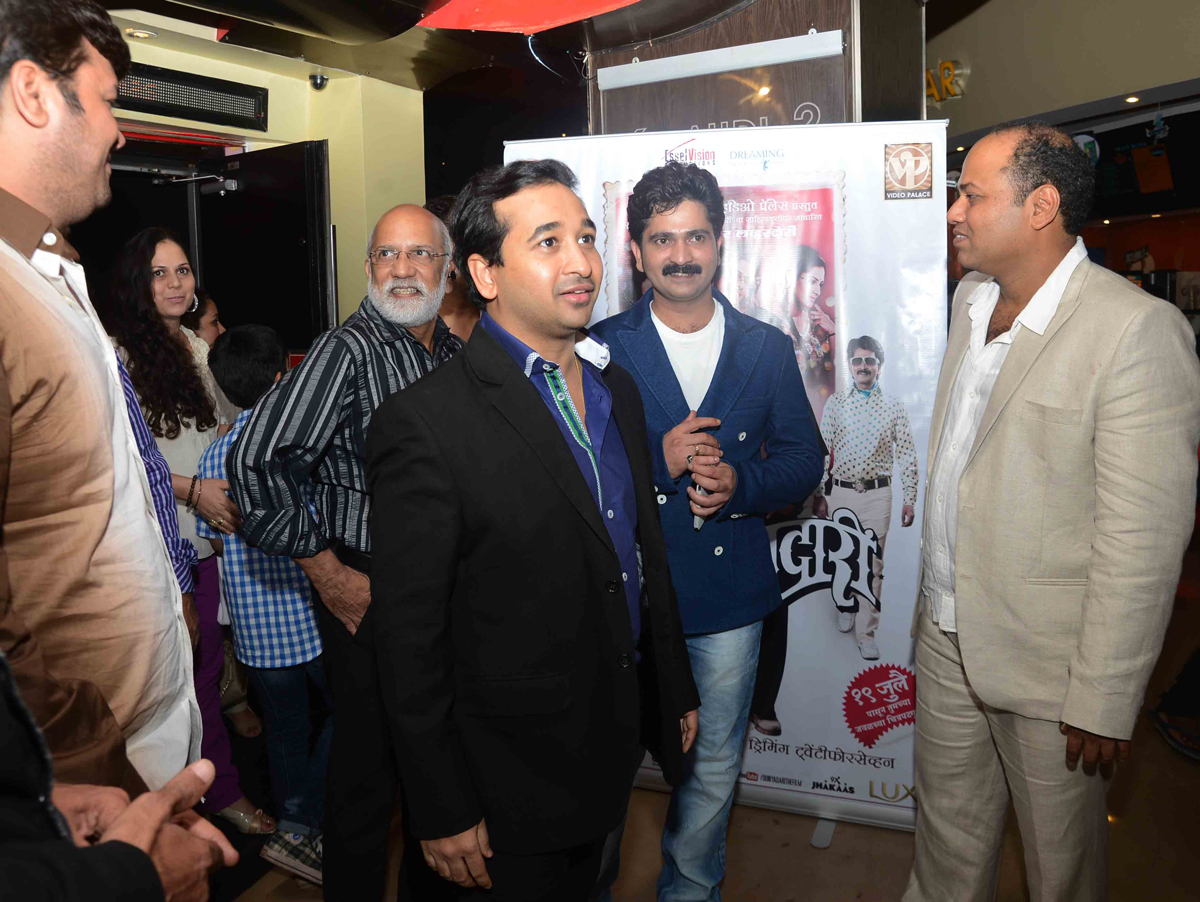 MAHARASHTRA KALANIDHI PRESIDENT NITESH RANE DURING PREMIER SHOW OF MARATHI CINEMA "DUNIYADARI" AT JUHU PVR.