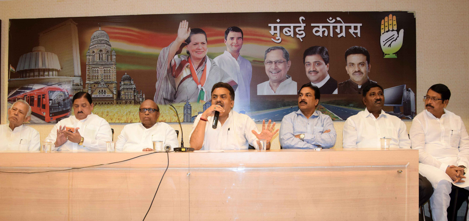 Mumbai Congress President Sanjay Nirupam during Meeting at Mumbai Congress Office Rajiv Gandhi Bhavan.