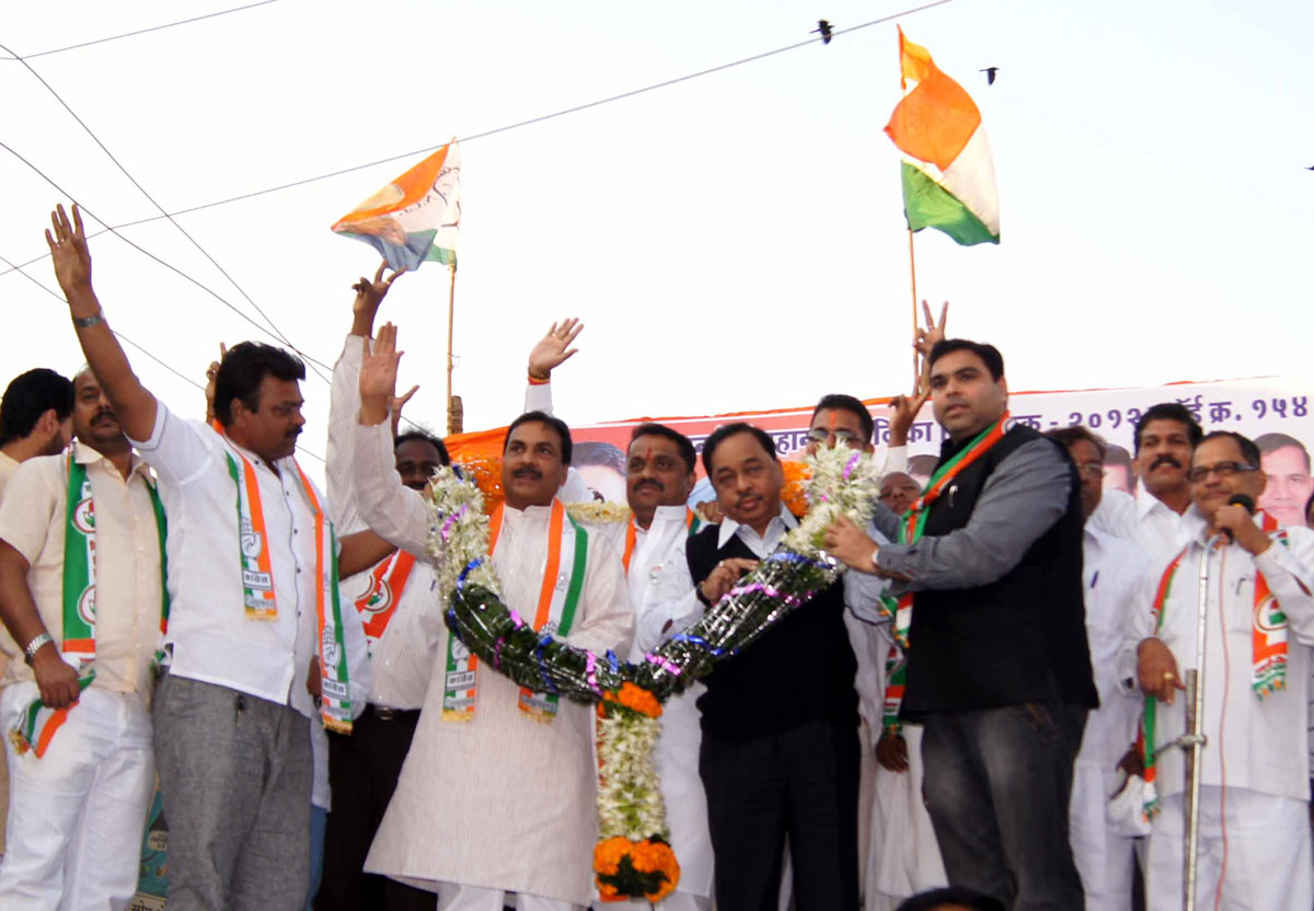 CONGRESS-NCP & PRP CANDIDATE WARD.NO 154 GANESH CHAVAN JAHIR SABHA ON OCCASION MINISTER NARAYANRAO RANE & MINISTER ARIF NASIM KHAN AT KURLA KAJUPADA.