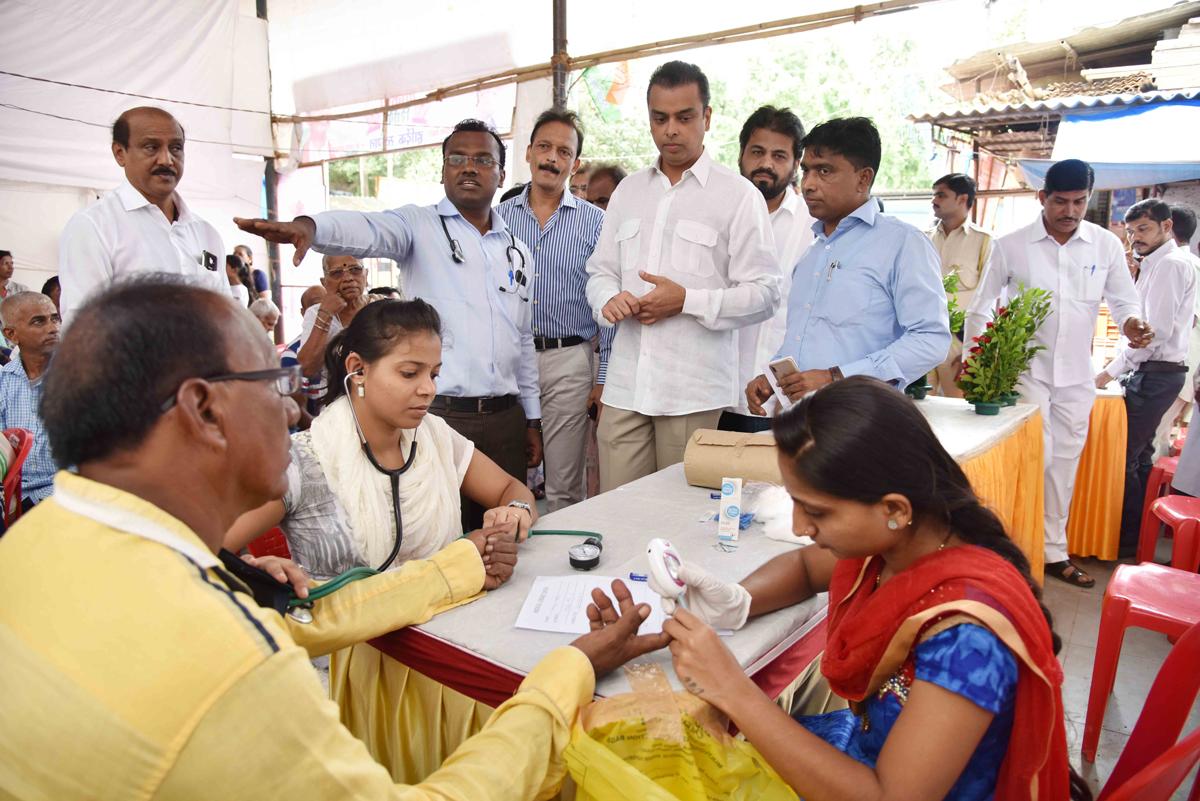 South Mumbai Congress Party Ex.Union Minister Milind Deora during Medical Camp at Machhimar Nagar Colaba.