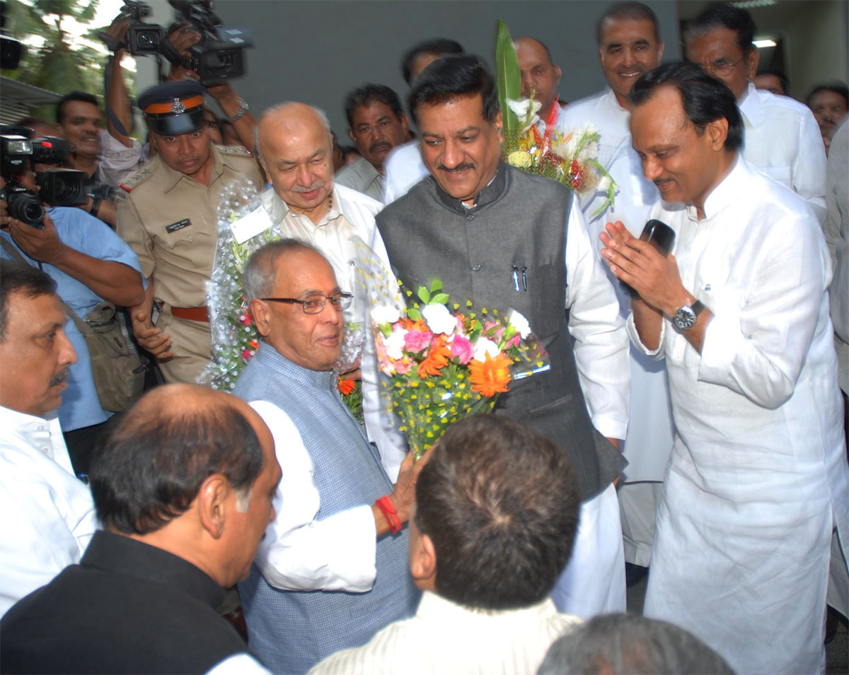 CONGRESS & NCP CANDIDATE OF PRESIDENT PRANAV MUKHERJEE AT Y.B.CHAVAN CENTER IN MUMBAI.