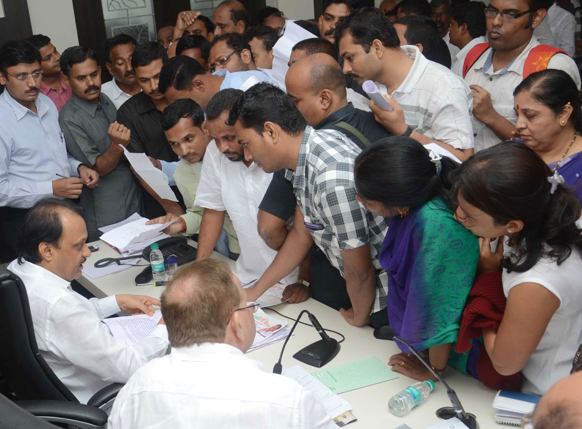 NCP Dy.Chief Minister Ajit Pawar during Janata Darbar at NCP Bhavan Nariman Point.