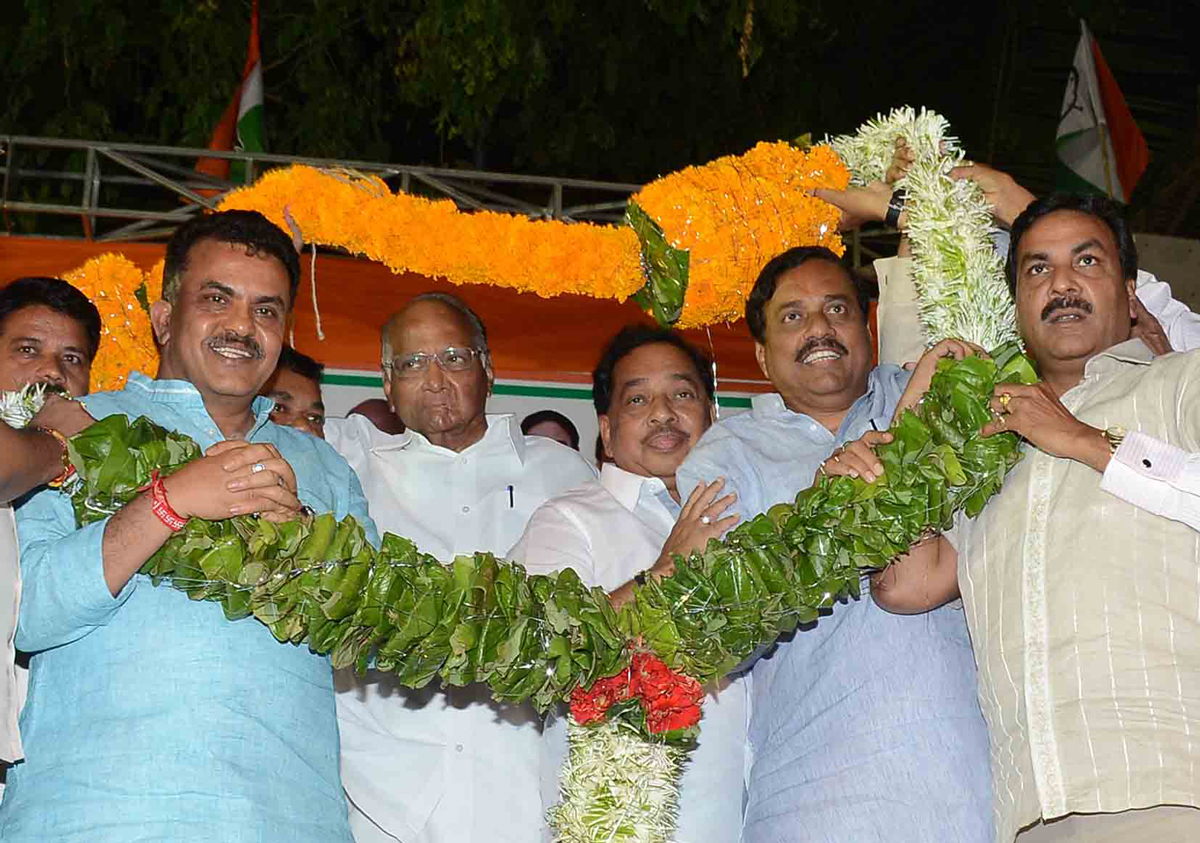 NCP Chief Sharad Pawar During 176-Bandra(E) Assembly Constituency Congress-NCP Candidate Narayanrao Rane Public Meeting at Bandra.
