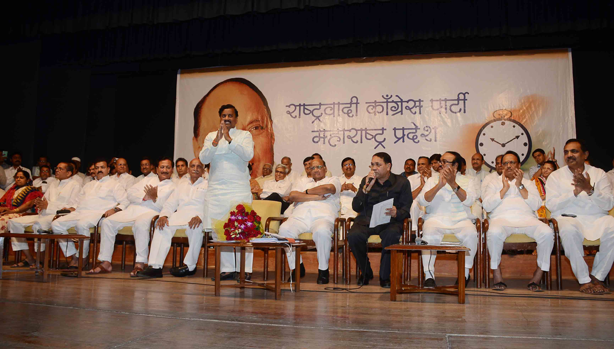 NCP Chief Sharad Pawar during State NCP Meeting at Y.B.Chavan Center.