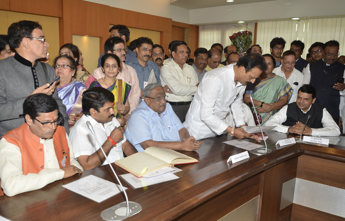 Newly Elected MLC's Oath Ceremony at Vidhan Bhavan in Chief Presence of Chief Minister Devendra Fadnavis,President Haribhau Bagde,Sabhapati Ramraje Nimbalkar.