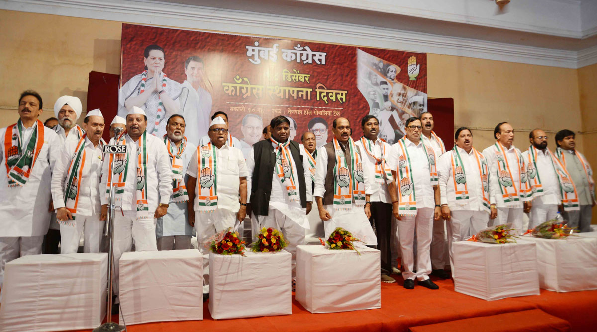 Mumbai Congress Celebrates 129th Year of Indian National Congress Foundation Day at Tejpal Hall Mumbai.