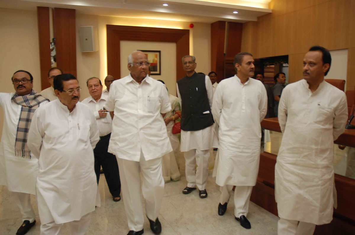 NCP CHIEF SHARD PAWAR INAUGURATION NEWLY RENOVATED NCP BHAVAN AT NARIMAN POINT.