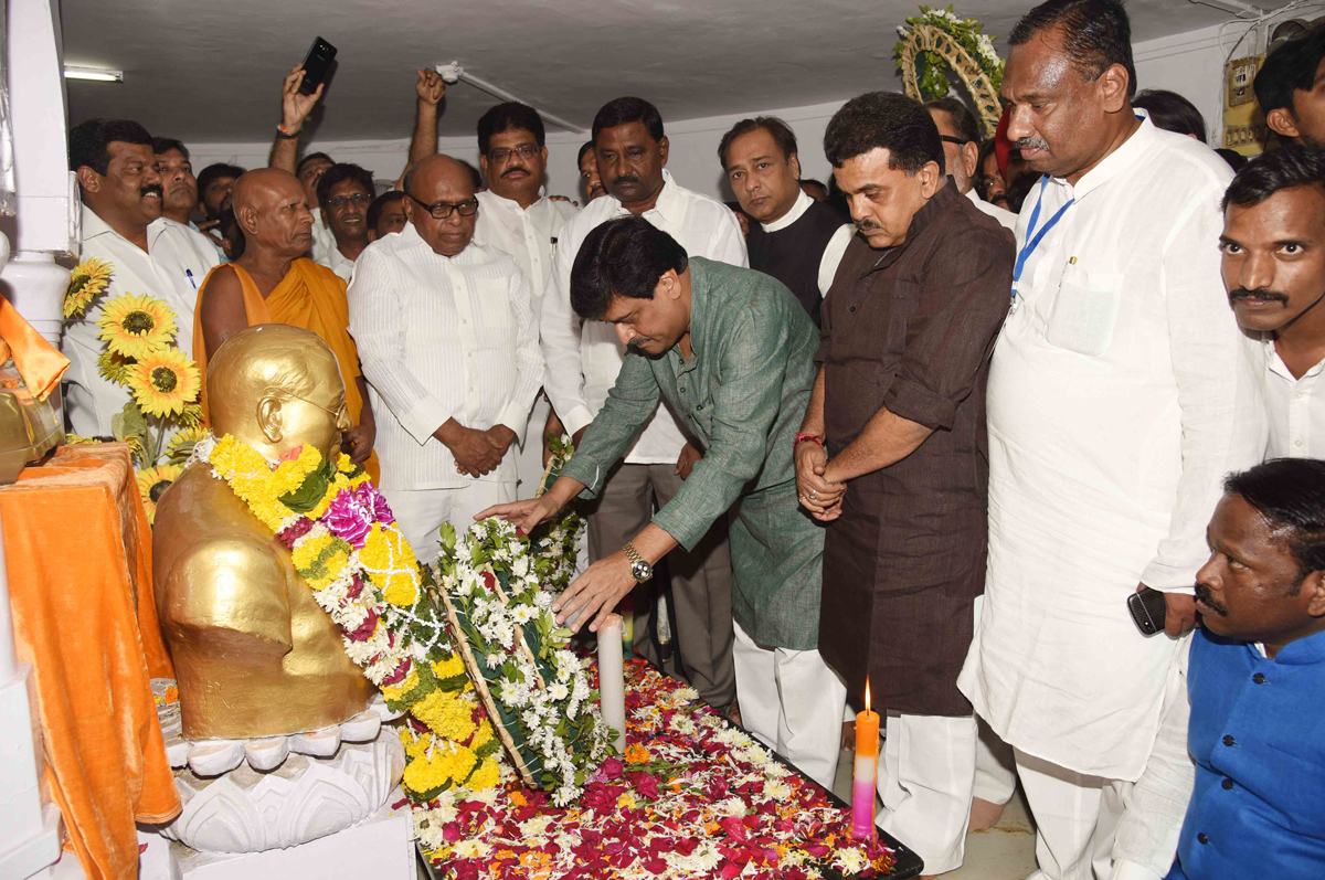 Congress Leader's Tribute to Bharat Ratna Dr.Babasaheb Ambedkar on Mahaparinirvan Din at Chaityabhumi Dadar.