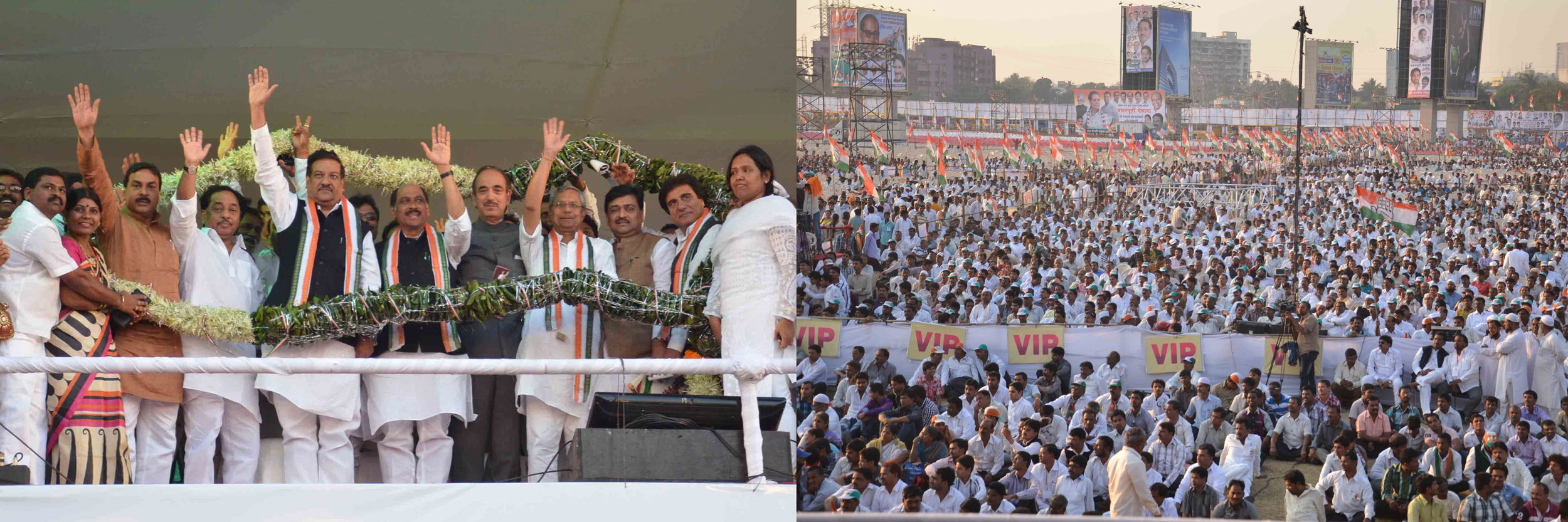 CHIEF MINSITER PRITHVIRAJ CHAVAN & ALL CONGRESS LEADER'S IN CONGRESS VACHANPURTI MELAWA ON 127th YEAR'S CONGRESS FOUNDATION DAY CELEBRATION AT SOMAIYA GROUND.