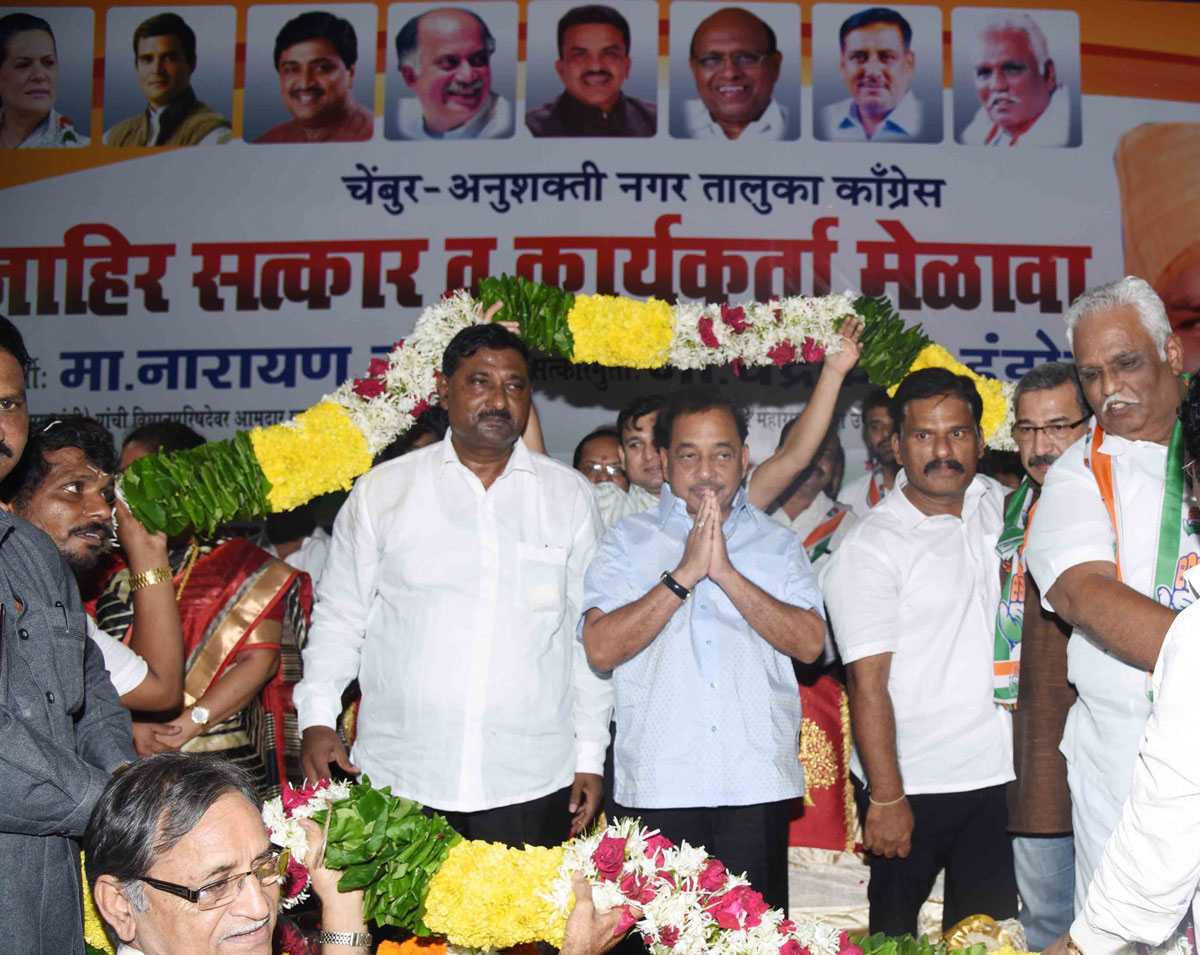 Congress Leaders Narayanrao Rane & Chandrakant Handore Felicitated by Chembur-Anushakti Nagar Taluka Congress Committee Ward No-148 at Natraj Lawn near R.K.Studio in Chembur.