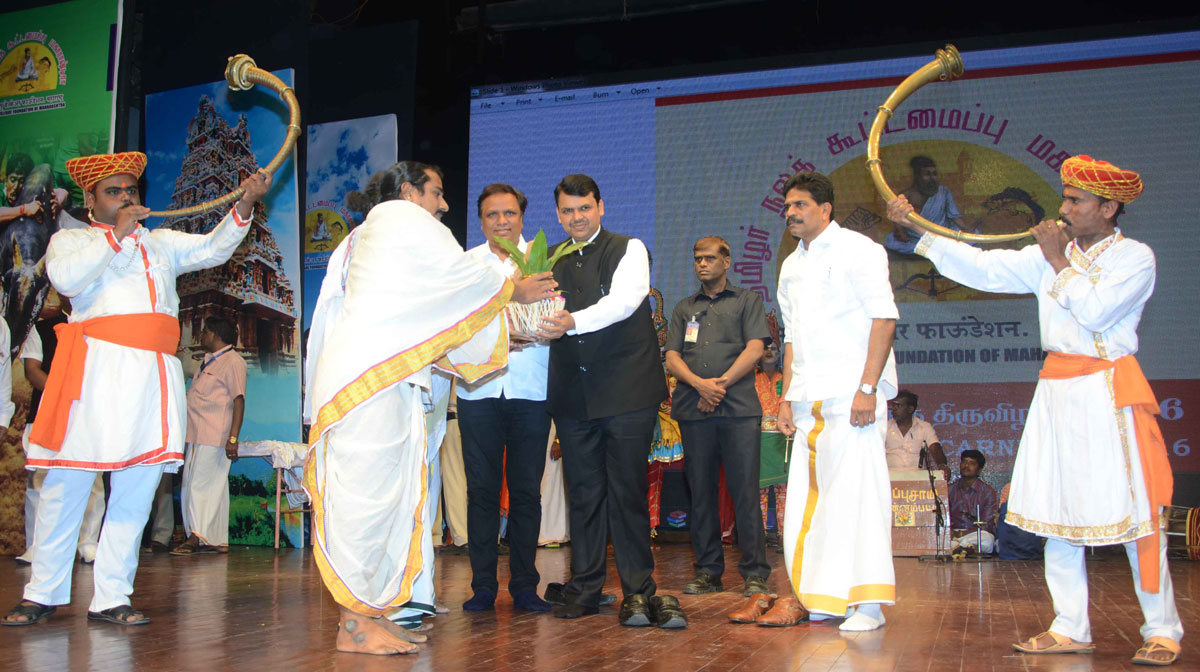 Chief Minister Devendra Fadnavis during Tamil Cultural Program at Shanmukhanand Hall Matunga.