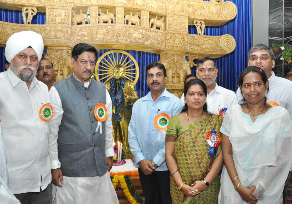 DR. BABASAHEB AMBEDKAR ON HIS 120th BIRTH-ANNIVERSARY AT MAHADA OFFICE.