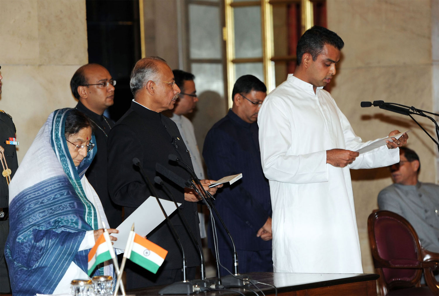M.P.MILIND DEORA AT SWEARING-IN  CEREMONY AT RASHTRAPATI BHAVAN IN NEW DELHI.