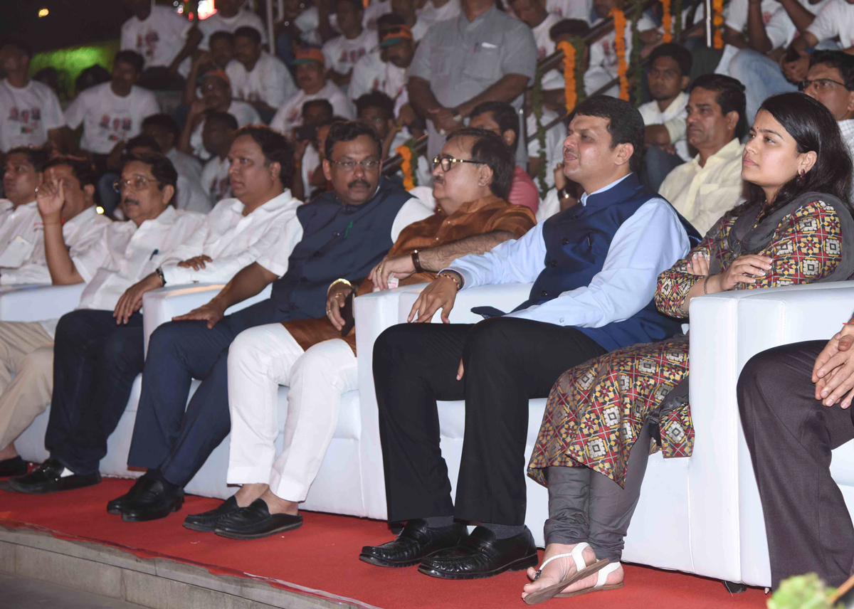 Chief Minister Devendra Fadnavis with BJP Leaders Team Celebrating Maharashtra Din at Andheri.