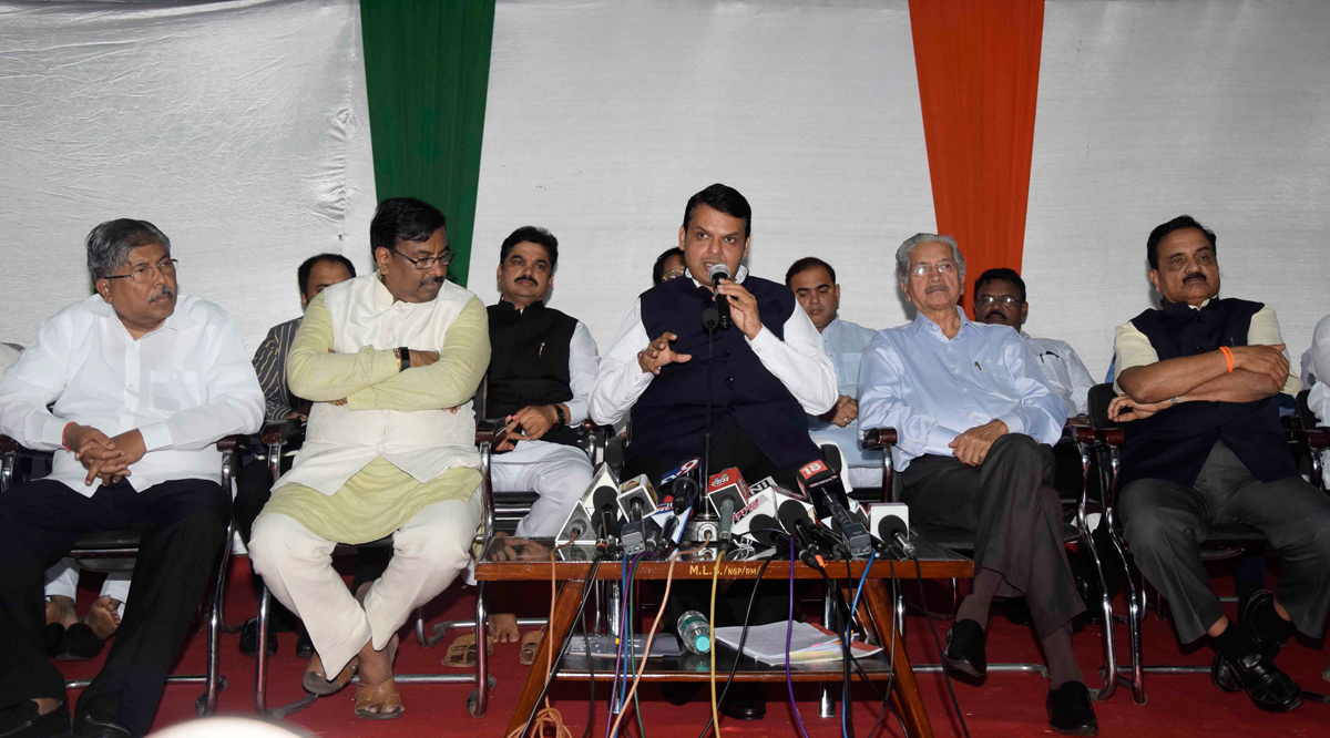 Chief Minister Devendra Fadnavis Interacting with media ahead of Monsoon Session of Maharashtra Legislature at Nagpur.