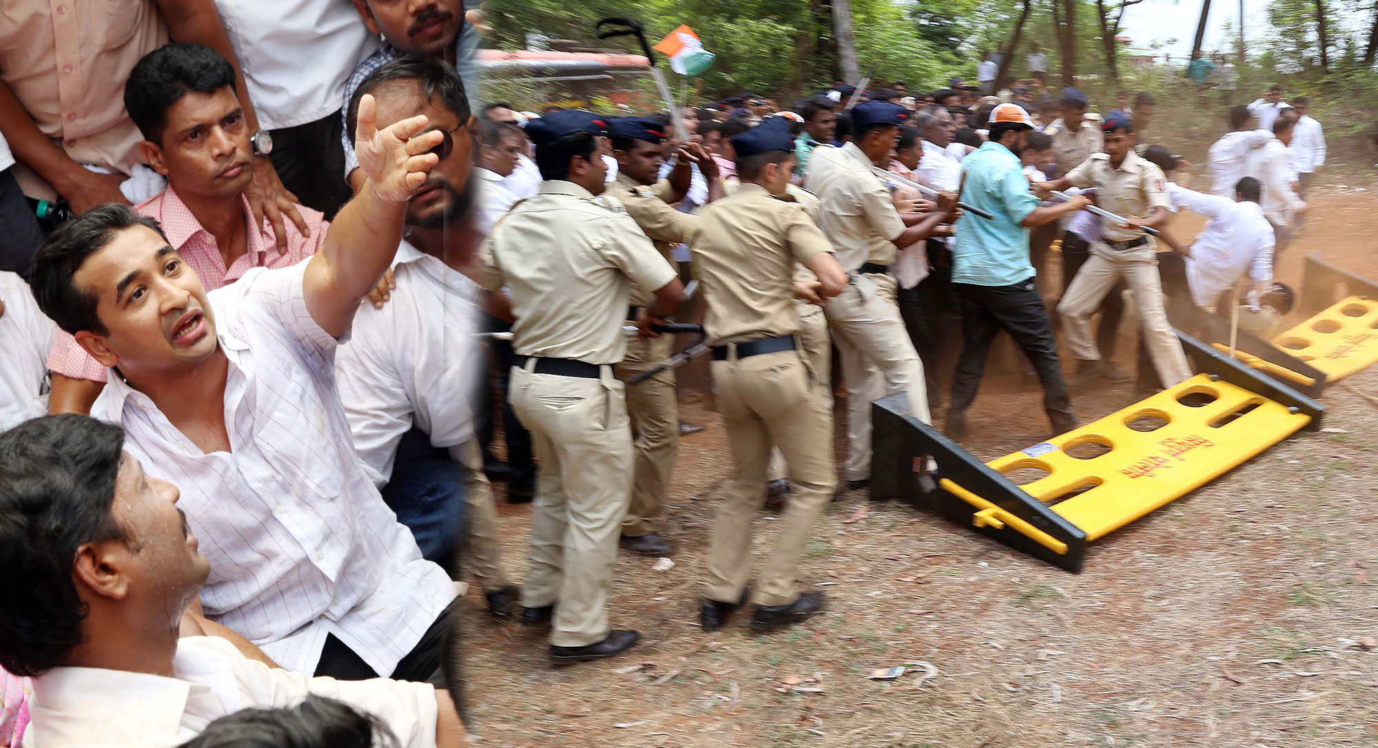 Congress Yuva Leader MLA Nitesh Narayanrao Rane Protest at Sindhudurgh.