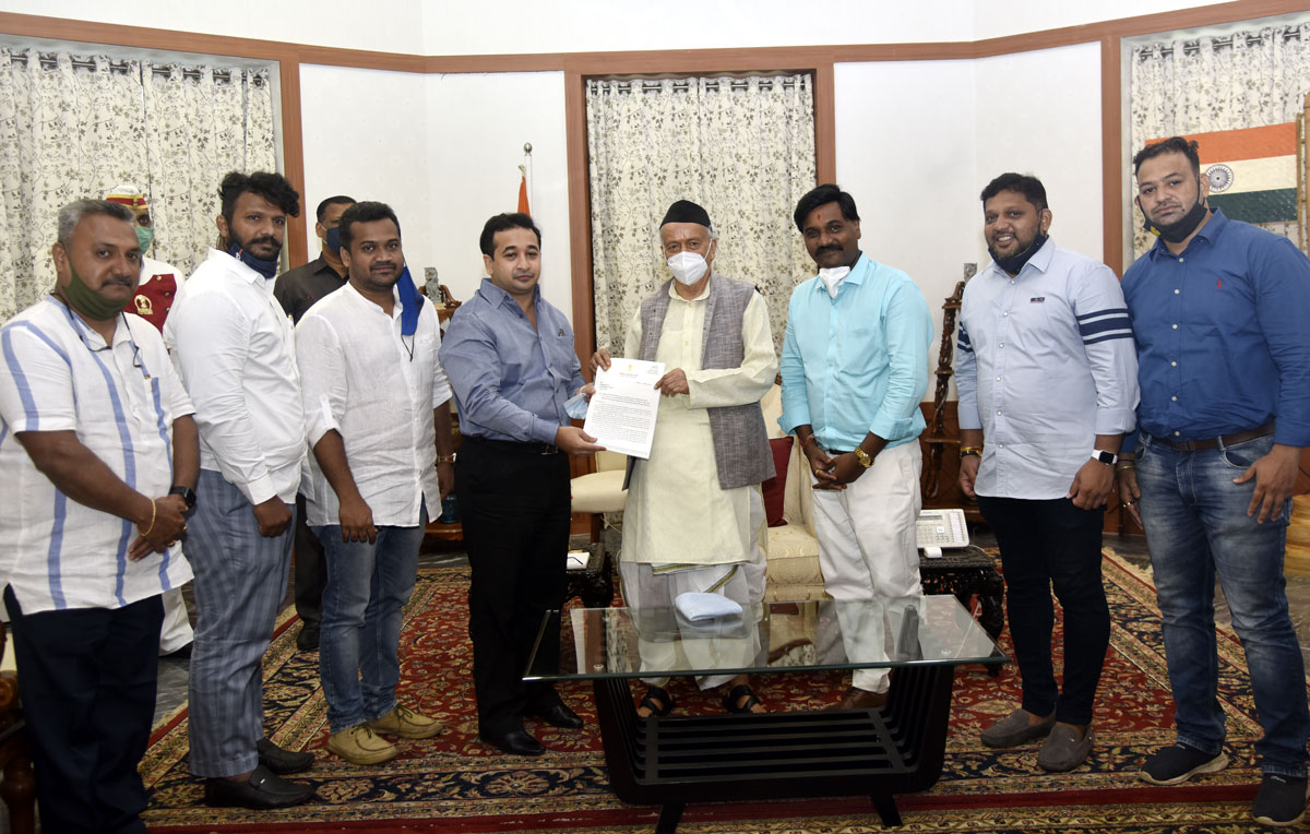 MLA Nitesh Narayanrao Rane with Team Meets The Governor of Maharashtra Bhagat Singh Koshyari at Raj Bhavan Mumbai on issue of upcoming Ganpati Festival.