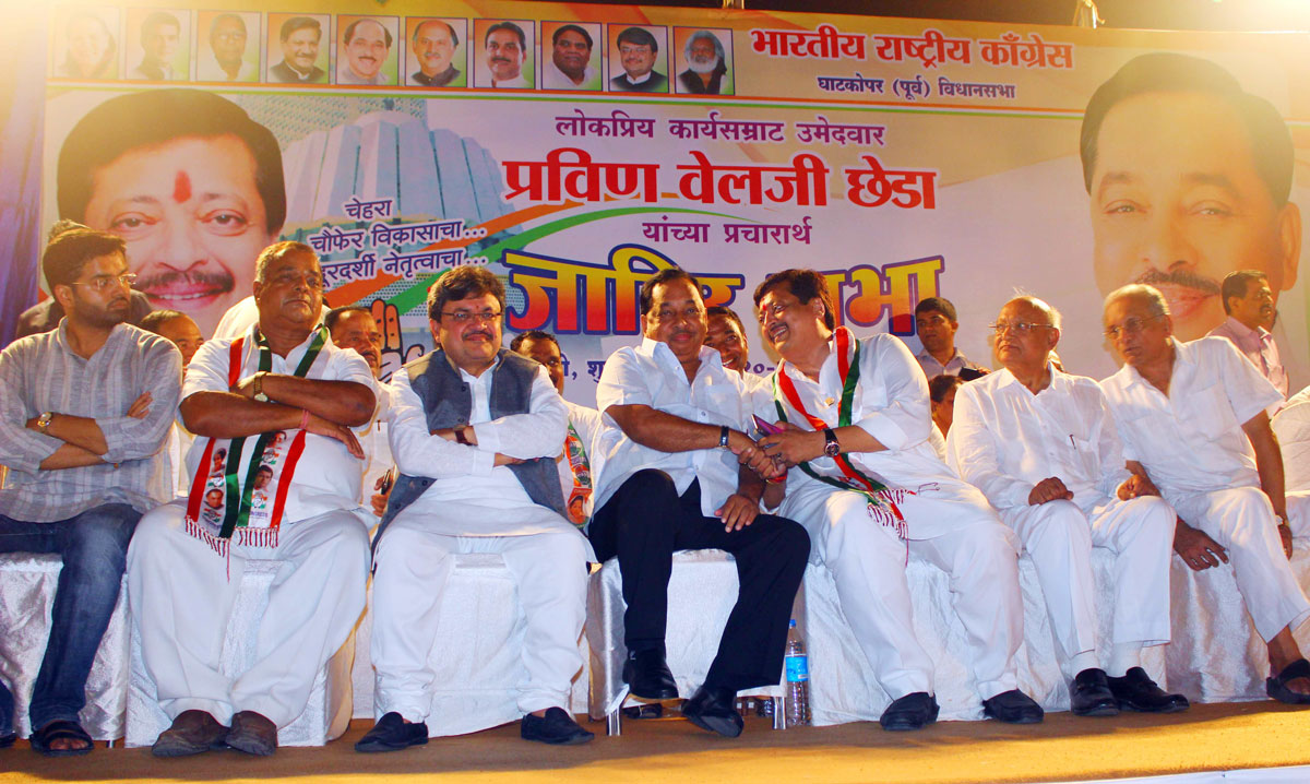 Congress Leader Narayanrao Rane During Campaign Rally at Ghatkopar.