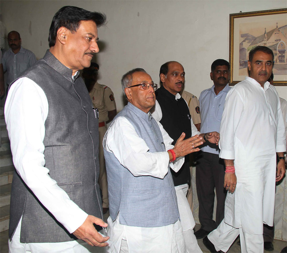 CONGRESS & NCP CANDIDATE OF PRESIDENT PRANAV MUKHERJEE AT Y.B.CHAVAN CENTER IN MUMBAI.