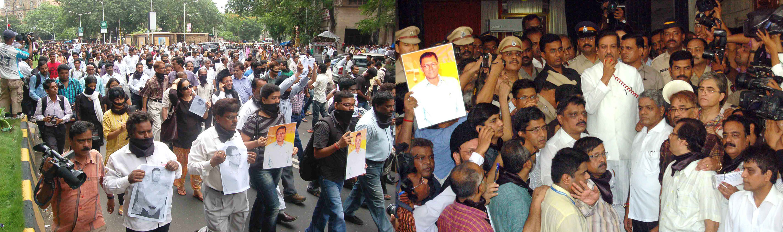 MEDIA PROTEST RALLY FROM MUMBAI MARATHI PATRAKAR SANGH TO MANTRALAY ON J DEY FIRING CASE.