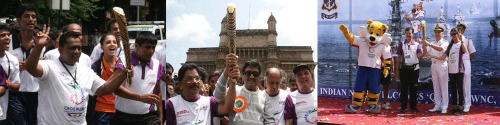 QUEENS BATON RELAY IN MUMBAI AT GATEWAY OF INDIA.