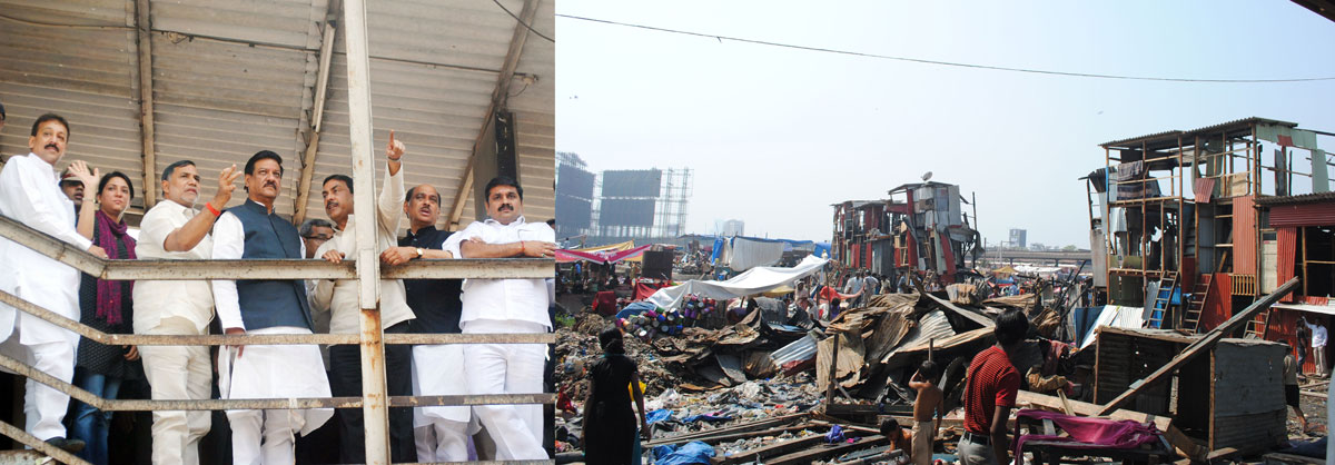 CHIEF MINISTER PRITHVIRAJ CHAVAN WITH HIS TEAM VISITED GARIBNAGAR BANDRA .